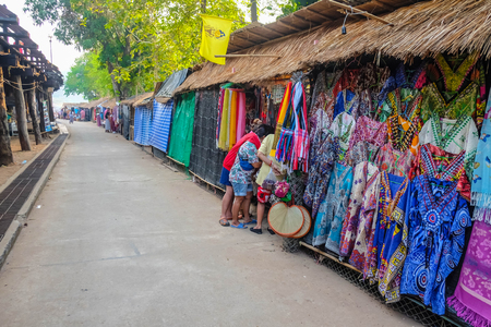 Traveler Buy country costume in Sangkhla Buri Kanchanaburi thailandの写真素材