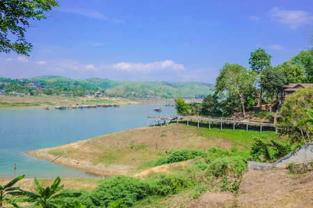 Landscape songgaria river in Sangkhla Buri Thailandの写真素材