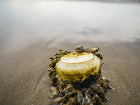 Old and dirty plastic Garbage on The beach,Environment conceptの写真素材