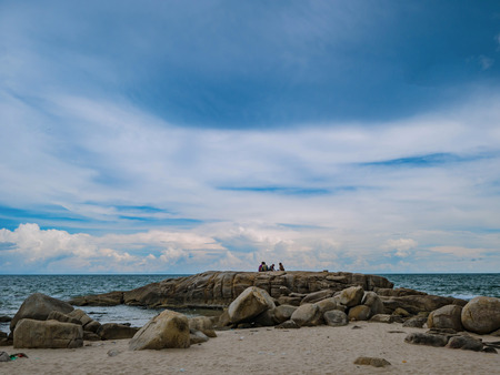 Beautiful View of the Beach with endless horizon sky in high travel season,Travel conceptの写真素材