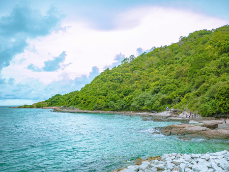 Rocky coast Beach seascape on idyllic ocean and Blue sky,Khao Laem Ya nation park thailand,Holiday in summer conceptの写真素材