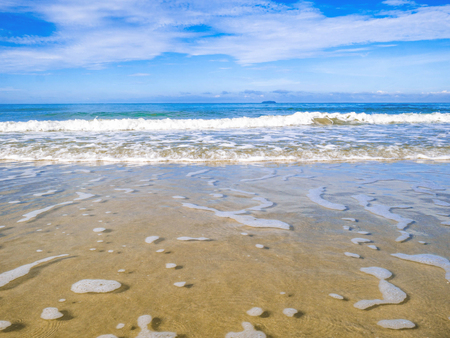Tropical Idyllic ocean Blue sky and beautiful Beach in vacation time,Holiday on the beach,Summer concept.Thailandの写真素材
