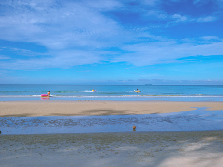 Tropical Idyllic ocean Blue sky and beautiful Beach in vacation time,Holiday on the beach,Summer concept.Thailandの写真素材