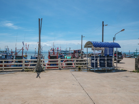 Rayong/Thailand - May 27 2018 :Landscape fisher man harbor  with Blue sky in rayong city thailand,travel conceptのeditorial素材