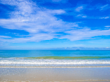 Tropical Idyllic ocean Blue sky and beautiful Beach in vacation time,Holiday on the beach,Summer concept.Thailandの写真素材