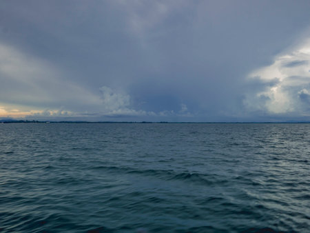 Amazing Idyllic ocean and Cloudy sky Before the storm coming in vacation time on the...