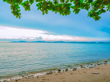 Tropical Idyllic ocean Blue sky and beautiful Beach in the island,summer conceptの写真素材