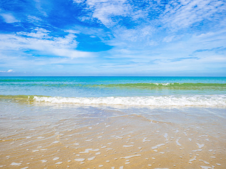 Tropical Idyllic ocean Blue sky and beautiful Beach in vacation time,Holiday on the beach,Summer concept.Thailandの写真素材