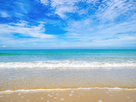 Tropical Idyllic ocean Blue sky and beautiful Beach in vacation time,Holiday on the beach,Summer concept.Thailandの写真素材