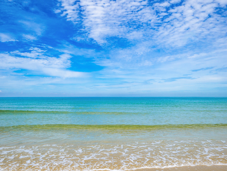 Tropical Idyllic ocean Blue sky and beautiful Beach in vacation time,Holiday on the beach,Summer concept.Thailandの写真素材
