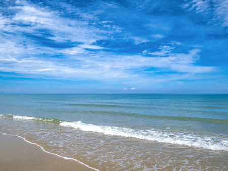 Tropical Idyllic ocean Blue sky and beautiful Beach in vacation time,Holiday on the beach,Summer concept.Thailandの写真素材