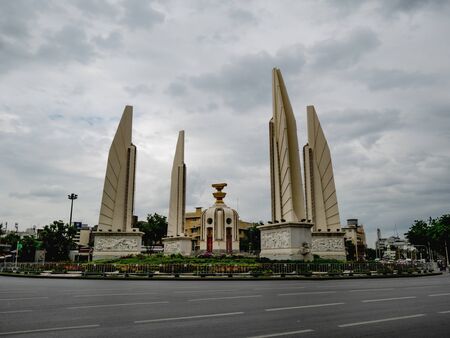 Bangkok/thailand - June 16 2018 : Democracy Monument with rainy sky in bangkok city Thailand,landmarks of bangkokのeditorial素材