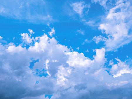 Idyllic Blue sky background with white cloud,cloudscape conceptの写真素材