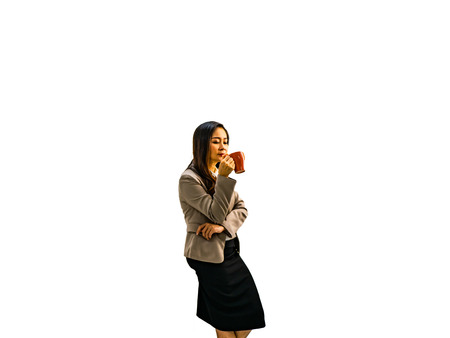Modern business women hold her coffee cup or mug,business conceptの写真素材