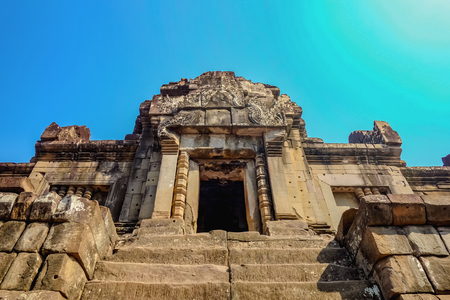 Ancient stone castle in Angkor wat Angkor Thom,wonder of the worldの写真素材