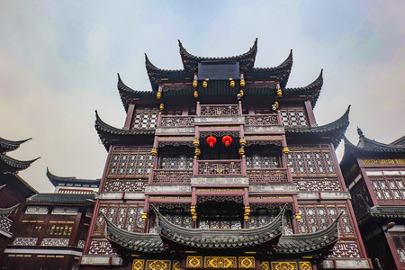 Chinese Vintage building Style  in yuyang garden shanghai city chinaのeditorial素材