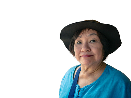 Portrait photo of Asian Senior women on isolated backgroundの写真素材