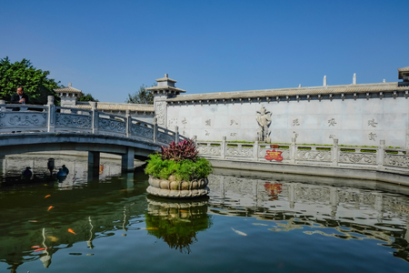 Foshan/China - 27 November 2015: unacquainted Tourist in Guanyin of Mount Xiqiao Temple,Foshan city chinaのeditorial素材