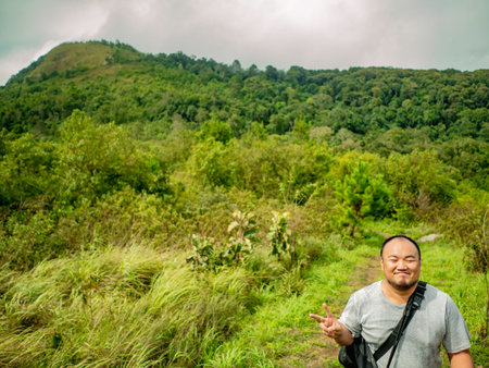 Asian Fat Trekker on Khao Luang mountain  in Ramkhamhaeng National Park,Sukhothai province Thailand