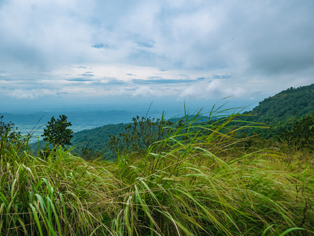 Beautiful nature and cloud sky view on Khao Luang mountain in Ramkhamhaeng National Park,Sukhothai province Thailandの写真素材