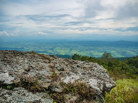 Rocky cliff with beautiful View from Khao Luang mountain in Ramkhamhaeng National Park,Sukhothai province Thailandの写真素材