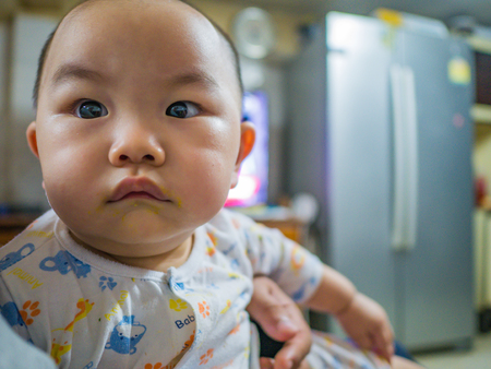 Portrait photo of Cutie and handsome asian boy baby or infantの写真素材