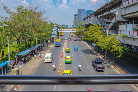 Bangkok/Thailand - 24 February 2015:Traffic in bangkok city in Mo chit BTS Stationのeditorial素材