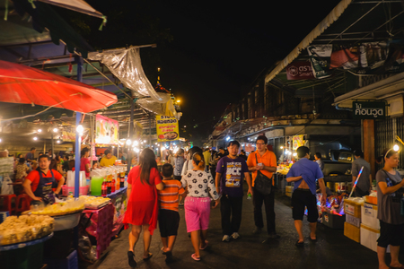 Bangkok/Thailand - 26 May 2015:Unacquainted Thailand people or tourist walking in "Loi Krathong" Festival of  Wat Saket Temple.Bangkok city Thailandのeditorial素材