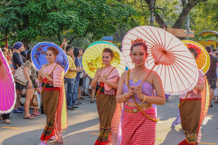 Bangkok/Thailand -17 January 2014:Thai people Parade walking in Thailand Tourism festival fair.bangkok cityのeditorial素材