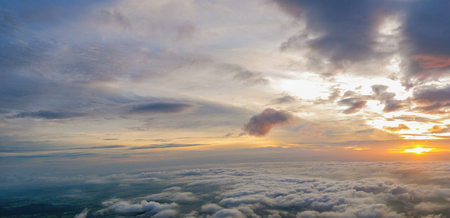 Beautiful Sunrise Sky with Sea of the mist of fog in the morning on Khao Luang mountain in Ramkhamhaeng National Park,Sukhothai province Thailandの写真素材