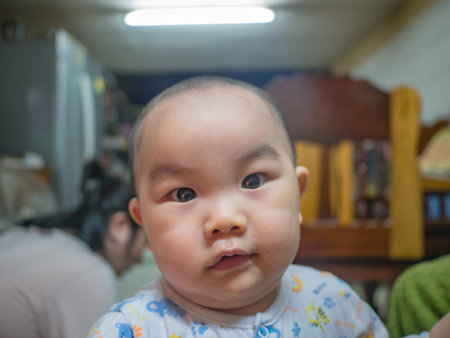 Portrait photo of Cutie and handsome asian boy baby or infant