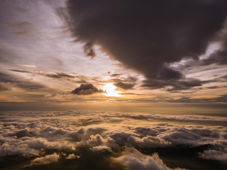 Beautiful Sunrise Sky with Sea of the mist of fog in the morning on Khao Luang mountain in Ramkhamhaeng National Park,Sukhothai province Thailandの写真素材