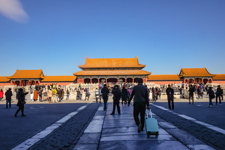 Beijing/China - 25 February 2017: Unacquainted chinese people or touristin come to visit Forbidden Palace in Holiday at beijing Capital City of china,Forbidden Palace was the former king palace in chinaのeditorial素材