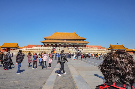 Beijing/China - 25 February 2017: Unacquainted chinese people or touristin come to visit Forbidden Palace in Holiday at beijing Capital City of china,Forbidden Palace was the former king palace in chinaのeditorial素材