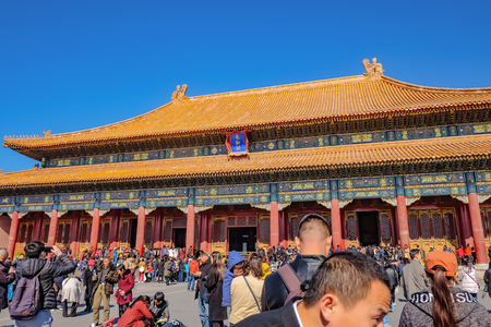 Beijing/China - 25 February 2017: Unacquainted chinese people or touristin come to visit Forbidden Palace in Holiday at beijing Capital City of china,Forbidden Palace was the former king palace in chinaのeditorial素材