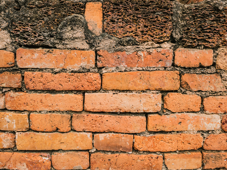 Ancient Temple Brick wall At sukhothai historical park,Sukhothai city Thailandの写真素材