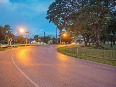 Beautiful Sunset Sky on the road in Sukhothai city. Thailand travelの写真素材