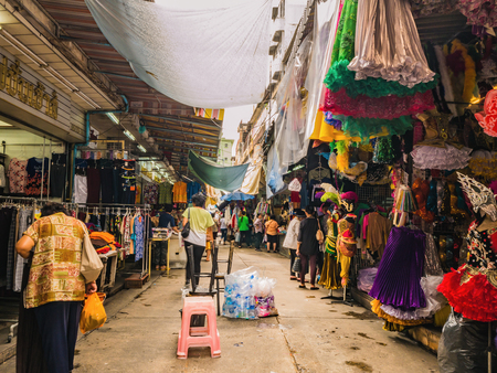Bangkok, Thailand - 27 August 2018 : Unacquainted Thai people or tourist walking on Phahurat Road the Old marketplace in Bangkok City capital of thailandのeditorial素材
