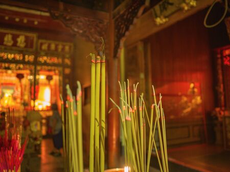 The Burning Joss stick in Joss stick Pot at  temple Bangkok City Thialand.の写真素材