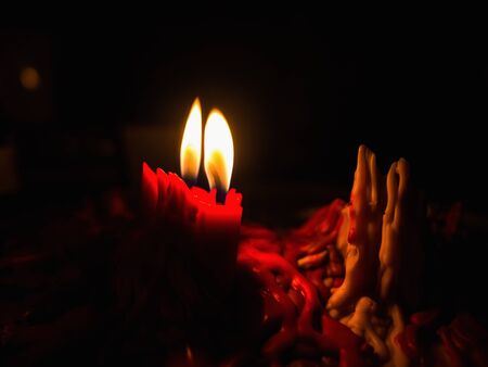 Candle Light in the Darkの写真素材
