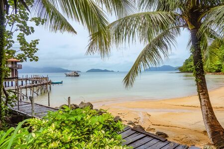 Beautiful Idyllic Tropical Beach and nature Beside the Ocean on Koh wai island Trat Thailand,Thailand Holiday conceptの写真素材