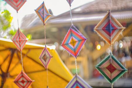 Handmade Craft hang on the roof in Pattaya Floating Market in Chonburi City Thailand.Pattaya Floating Market is the Famous Floating Market near Pattaya and very Popular for Touristの写真素材