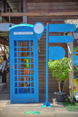 Vintage Call Box with mock up sign Post in the vintage villa in thailandの写真素材