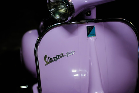 Bangkok, Thailand - 21 June 2017 : Close up Classic Purple Vespaのeditorial素材