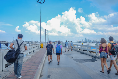 Chonburi, Thailand - 26 November 2016 : Unacquainted CHinese People and Tourist walking on Bali Hai Pier at Pattaya Thailand,Thailand holiday travelのeditorial素材