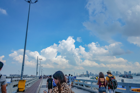 Chonburi, Thailand - 26 November 2016 : Unacquainted CHinese People and Tourist walking on Bali Hai Pier at Pattaya Thailand, Thailand holiday travelのeditorial素材