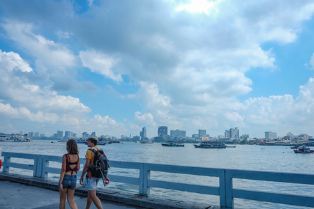 Chonburi, Thailand - 26 November 2016 : Unacquainted CHinese People and Tourist walking on Bali Hai Pier at Pattaya Thailand, Thailand holiday travelのeditorial素材