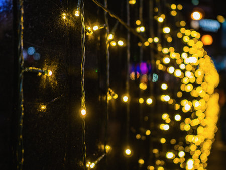 Close up Christmas light with the Black wallpaper