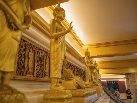 Bangkok/Thailand - 22 November 2018:Golden buddha statue in golden mount at wat saket temple Bangkok...