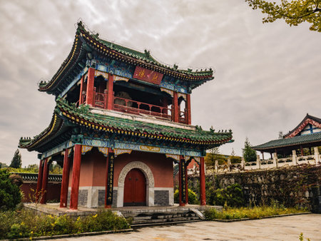 zhangjiajie/China - 15 october 2018:GuLou(Chinese name) Building in tianmen temple on Tianmen...